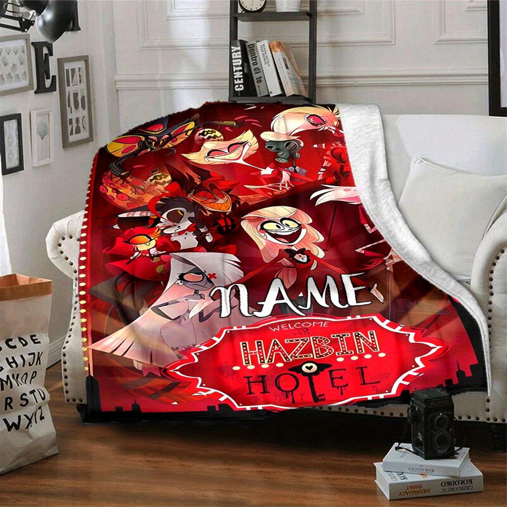 Hazbin Hotel Customizable Name Flannel Blanket Comfortable All Seasons Suitable For Sofas Beds Travel Camping Office Decoration Perfect Gift For