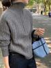 Women's Cable Knit Cashmere Pullover: Autumn/Winter Half-Zip Sweater with Turn-Down Collar.