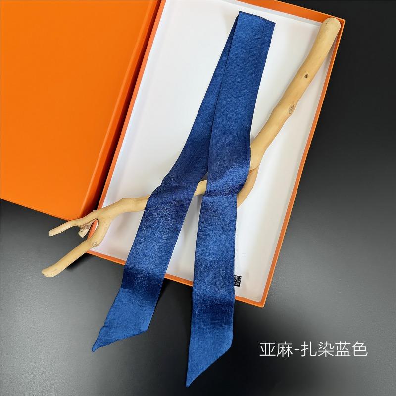 New monochrome women's decorative streamer wrapping bag ribbon solid color linen silk scarf small scarf headband scarf