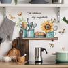 Kreatives Küchengeschirr mit Sonnenblumen und Schmetterlingen Wandaufkleber Selbstklebend Abnehmbar für Küche Esszimmer Hintergrund Heimdeko