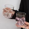 320ML Pink Bow Tie Princess Glass Juice Cup Cute Bow Tie Mug Glass Cup Christmas Gift Transparent Creative Milk Coffee Water Cup