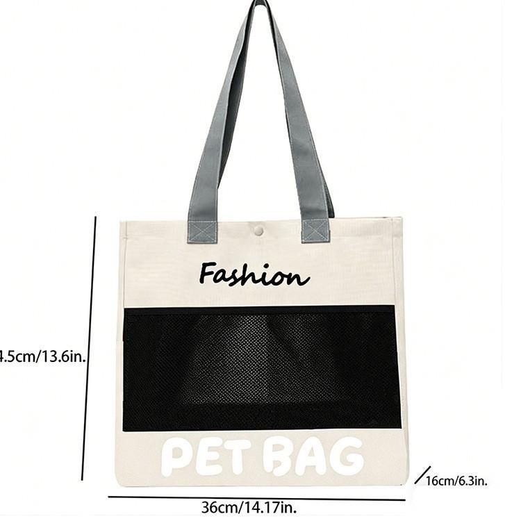 Portable Breathable Canvas Pet Carrier Bag - Large Capacity Shoulder Bag for Cats and Dogs