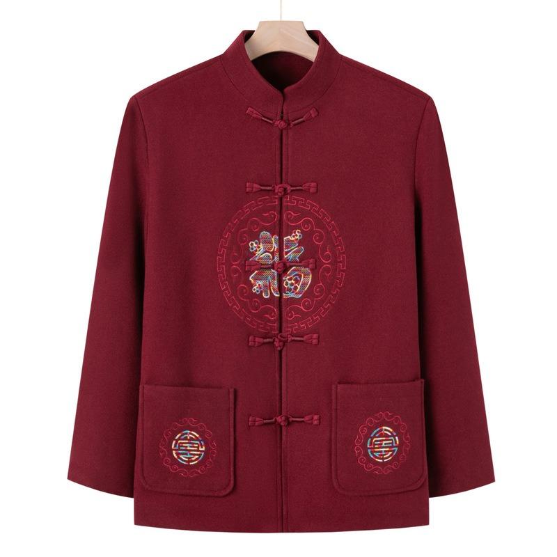 Mom and Dad's New Couple's Tang Suit Jacket, Middle-aged Grandparents' Autumn and Winter Birthday Birthday Velvet Clothes