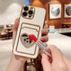 Glitter Rhinestone Love Heart Mirror Plating Wallet Card Case For iPhone 16 15 14 13 11 12 Pro Max XS X 7 8 Plus Soft Slot Cover
