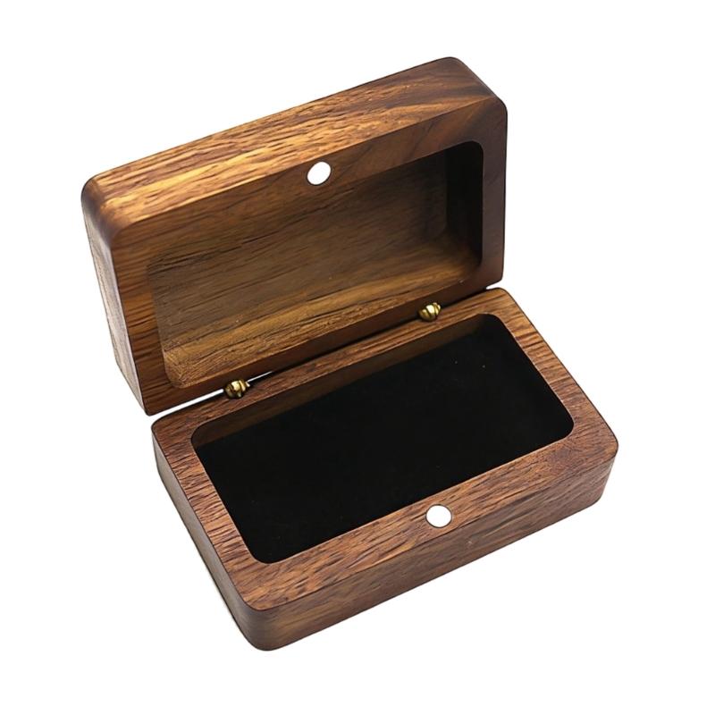 Natural Elegant Black Wood Magnetic Jewelry Box With Secure Closure For Travel And Home Jewelry Organization 1