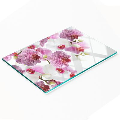 Multifunctional Decorative Glass Board with Orchid Print 80X52 Cm