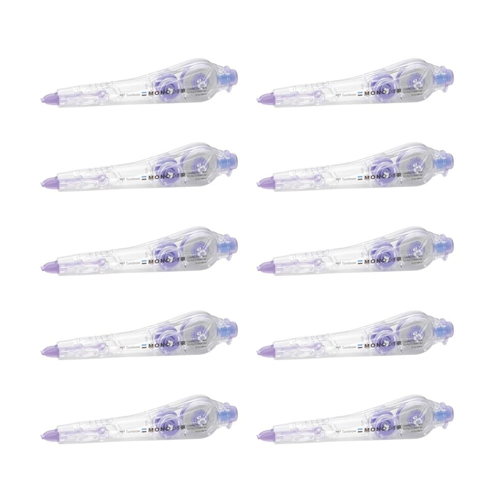 Tombow Pencil MONO PS Correction Tape with Tape Disposable X Remover, Type, 2.5mm 6m, 10-Pack (CT-PS2.5-10P)