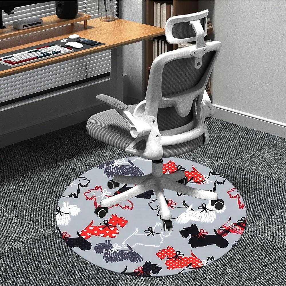 

1pc Scottie Dogs Office Round Rug, Non-slip, Soft and Durable Office Rug for Interior Decoration, Perfect for Office, Beautiful Decoration yy260323011 80cm by 80cm