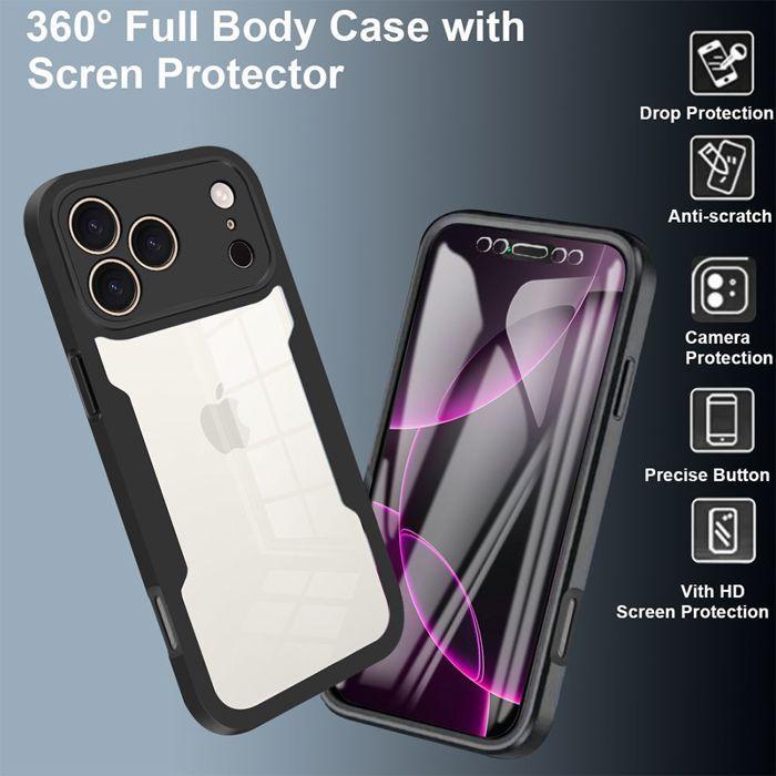 Protective Case - BOOLING - iPhone 17 Pro Max - Hybrid Shockproof - Transparent - Black Border