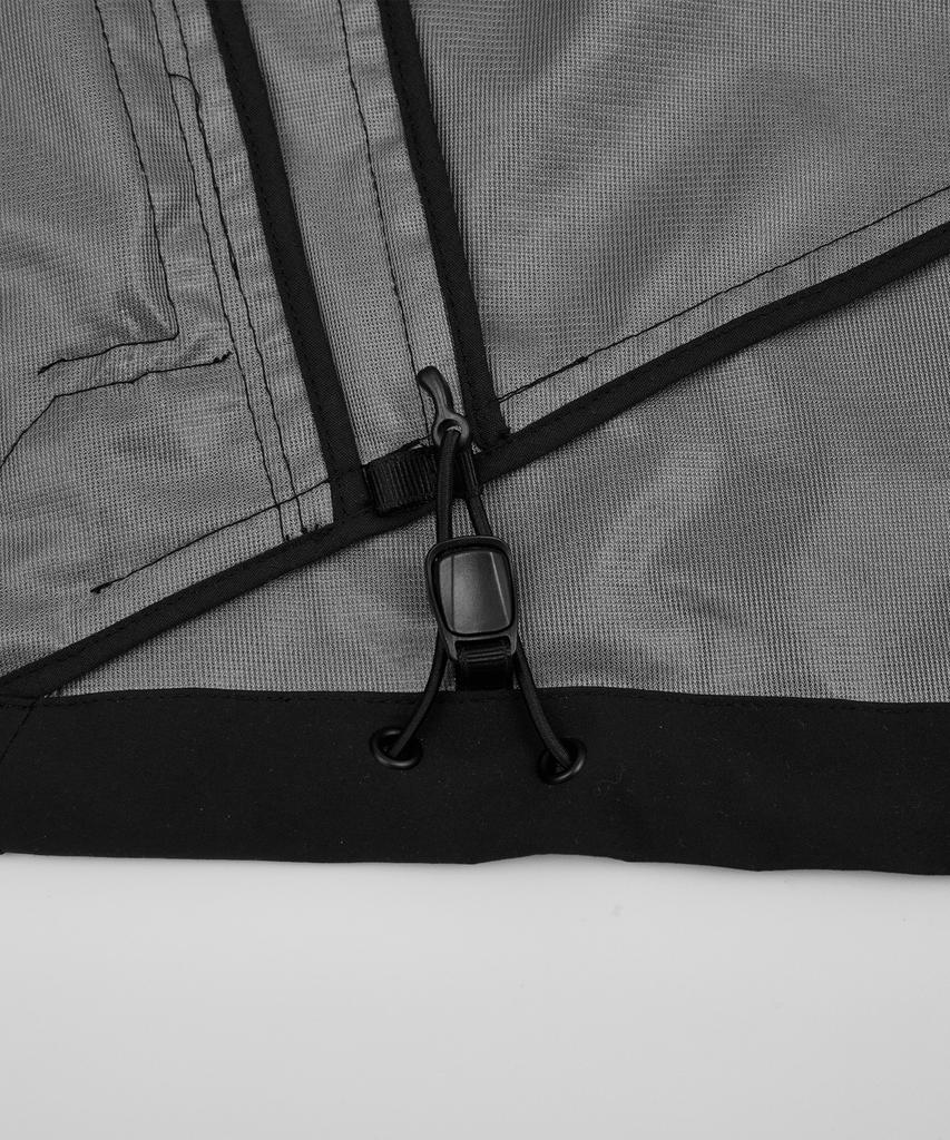 Kalapatthar 3Layer Offset Zip Pocket Hooded Jacket - Black