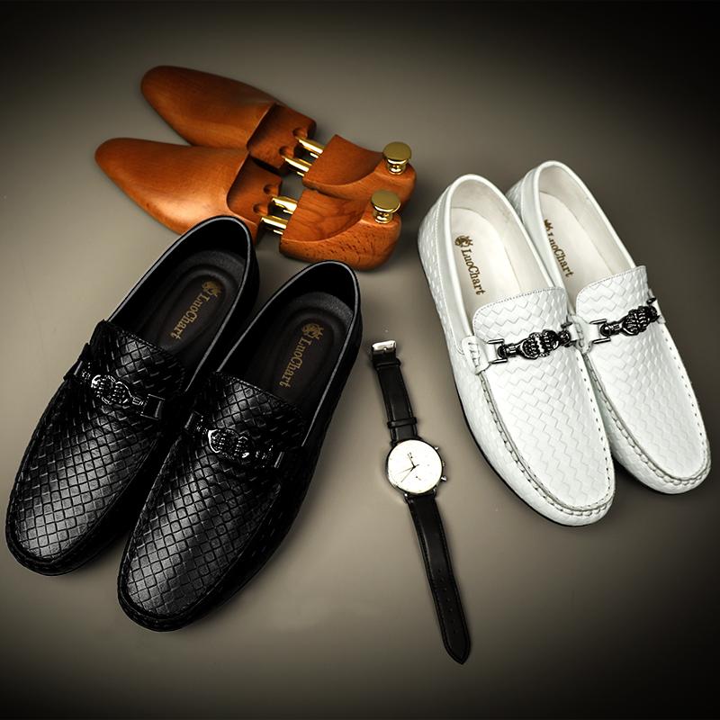 Fashion White Wedding Shoes Weave Men's Shoes Genuine Leather Mens Casual Summer Shoes Luxury Loafers Men Dress Moccasins Big Size 36-47