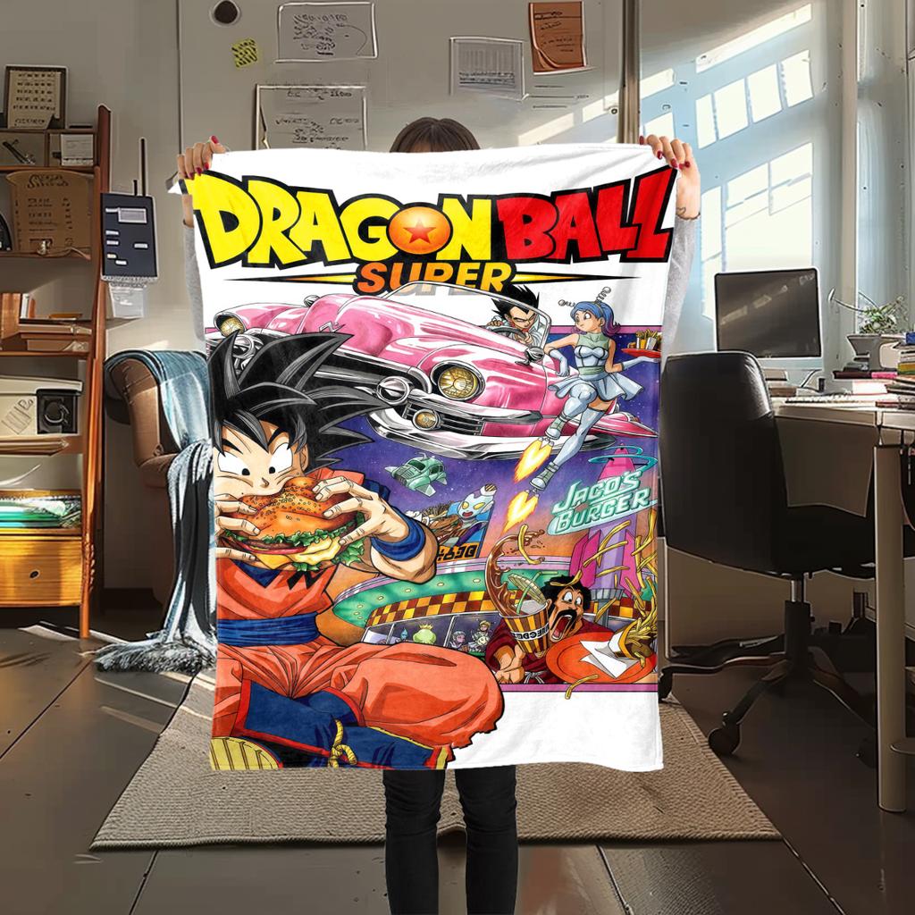 1PC Son Goku  Print Flannel Blanket, High quality All Seasons, Home Decor, Warmth and Comfort, Perfect for Christmas Gifts