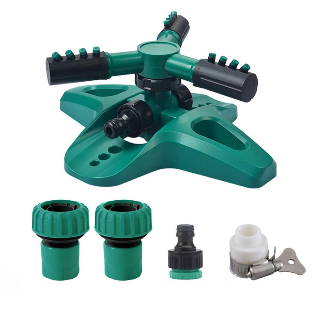 360 Degree Automatic Rotating Lawn Sprinkler Garden Watering System Adjustable Spray Pattern Durable Base for Outdoor Lawn and Garden Irrigation