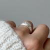 Warmrecord Silver925 Matte Oval Flast Star Ring_R039