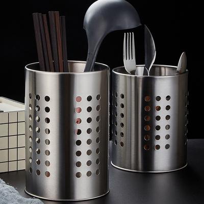 Space Saving Stainless Steel Kitchen Utensil Holder with Drain Hole Feature