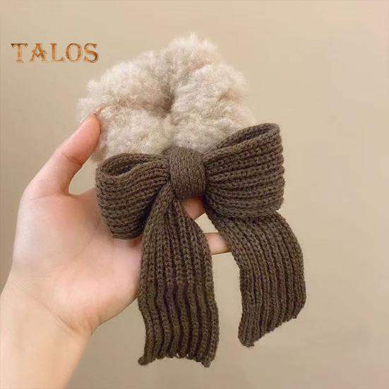Bow Hair Rope Knit Bow Plush Hair Tie Elastic Hair Band Scrunchies Girls Ponytail Holder Hair Rope for Thick Thin Hair Accessories