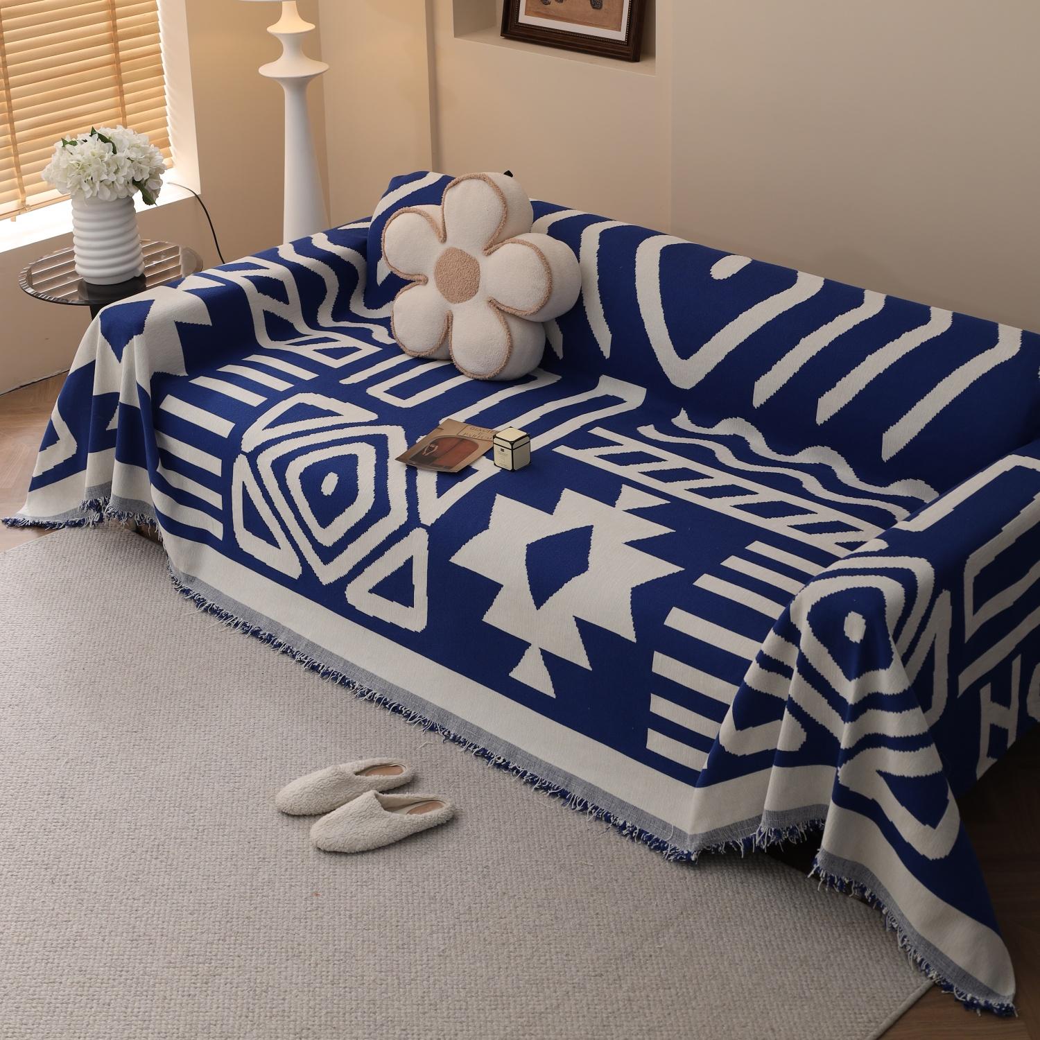 

Полотенце для дивана Boho Jacquard Chenille с кисточками, двухстороннее, для гостиной, кемпинга, пикника, большого одеяла, отдыха, пляжа 180X90cm