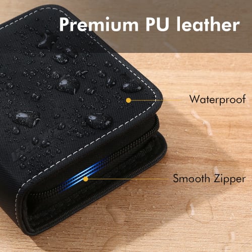 Iofeiwak Card File Binder, 1 Pocket, Holds 80 Cards, Transparent PU Leather, Waterproof Surface, Zipper Closure, for Storing Star Cards, Card Sheets,