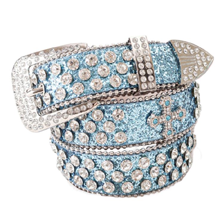 Шипастая Цепочка на Талию Потрясающая Полностью Хрустальная Сексуальная Поясная Цепочка Унисекс 115CM синий