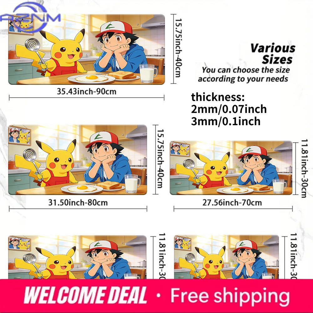 Pokemon Ash Pikachu Kitchen Breakfast Gaming Mouse Pad NonSlip Desk Mat 30x80x0.2cm