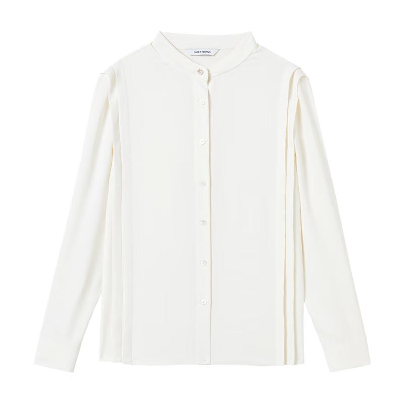 Lancy Commuter Style White Long-Sleeve Stand-Collar Shirt