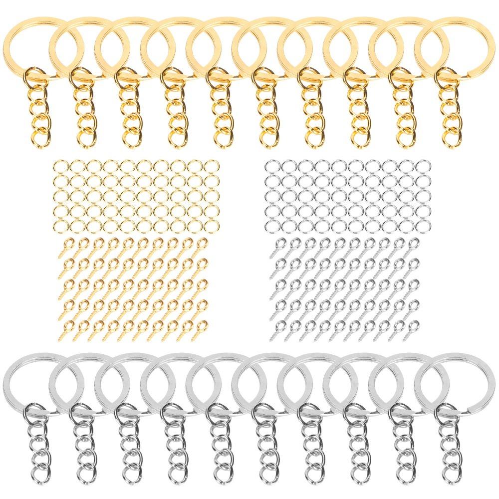 220pcs Silver Split Keychain Rings Gold Keychain Rings Kit Keychain Findings Craft Decoration