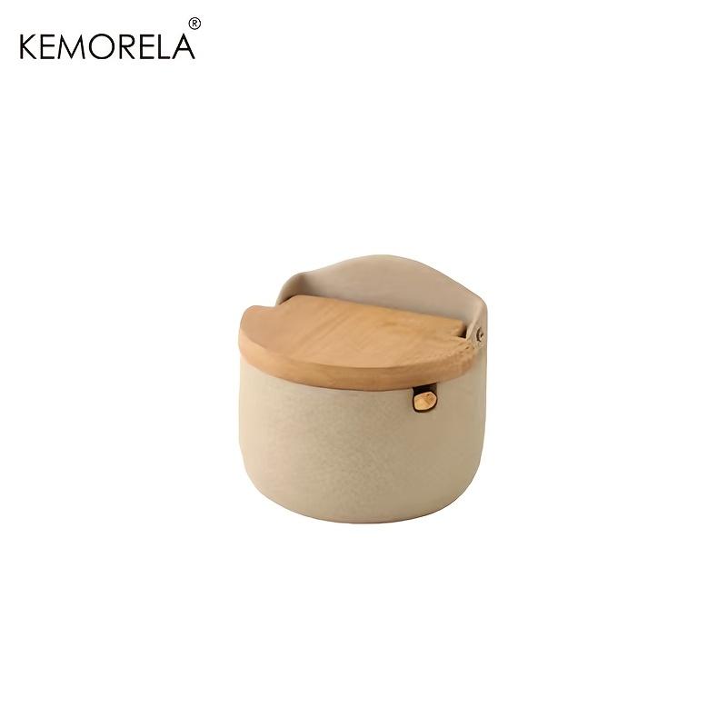 

KEMORELA 1/2/3Ceramic seasoning jar set Kitchen seasoning containers Maggi sauce jar Salt and pepper shakers with lids Food storage box with Semi-circular ceramic sea