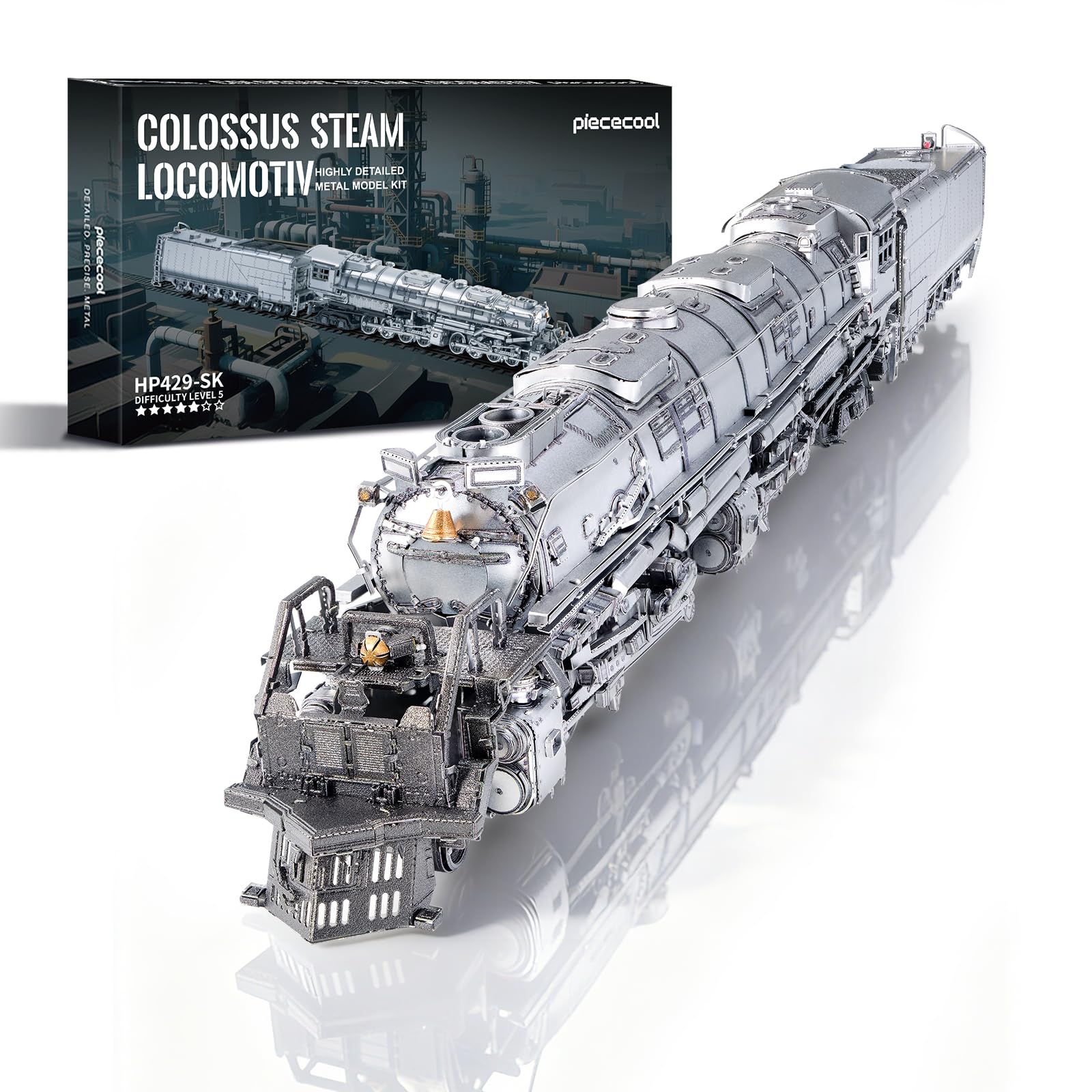 Piececool 3D Пазл, Металлический Паровоз Big Boy, Требуется Сборка, Клей Не Требуется, Сложность 5 звезд, Средний/Взрослый