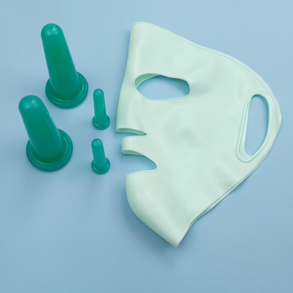 

Вакуумная массажная банка и набор натуральных силиконовых накладок для лица Инструмент для красоты тела и лица Уход за кожей Массажер для шеи и глаз против старения светло-зеленый