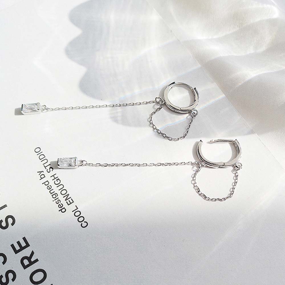 Hip-hop Wild Long Tassel  Copper Hoop Earrings Ear Chain Earrings Fashion Jewelry
