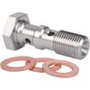 M10x1.0 Metric Stainless Steel Double Banjo Bolt Brake Fitting Adapter 30mm Long with Copper Washers