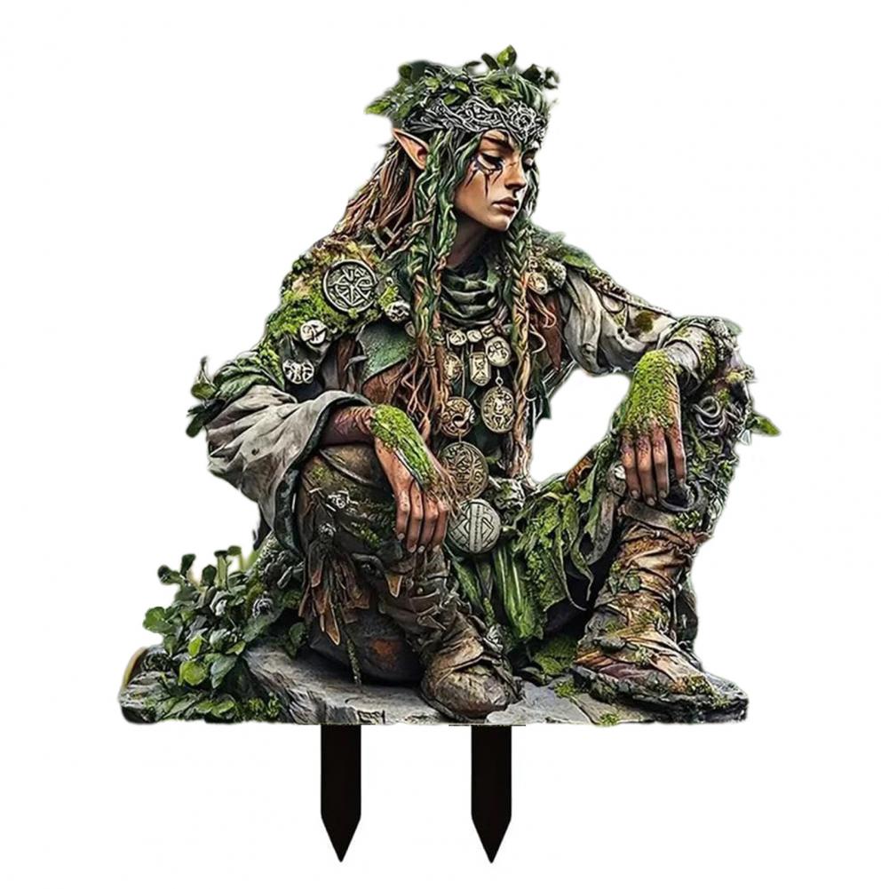 Outdoor Elf Decoration Wood Elf Acrylic Sign Stake Whimsical Garden Decoration for Outdoor Plants Fairy Ornaments