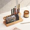 Walnut Wood Multifunction Desk Organizer Pen Holder Phone Stand Storage Solution for Office and School