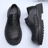 Summer men's sandals hand-woven hollow breathable derby shoes men's high-end business casual big head leather shoes