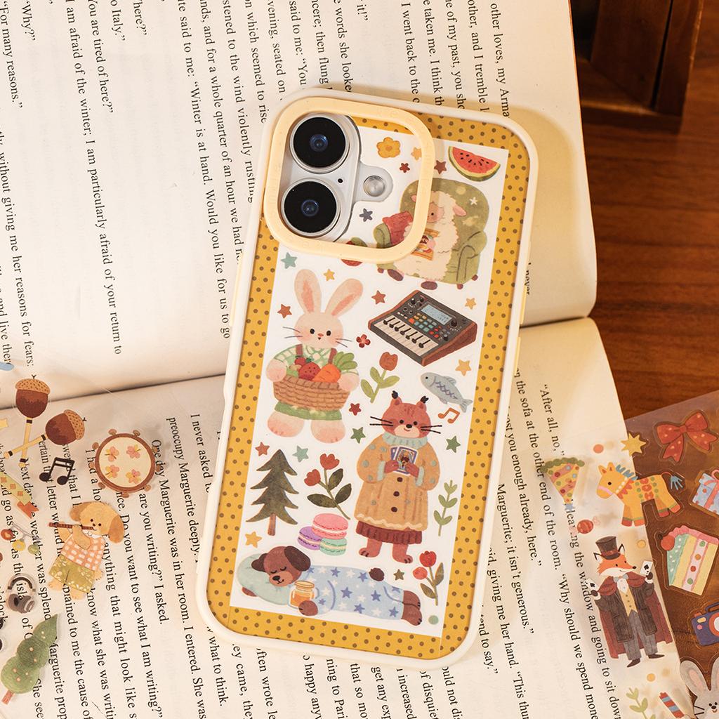 3Packs PET Cartoon Die-Cut Stickers Journal Decorative Stickers Diary Collage Cards Photo Frames Cup Card Holder