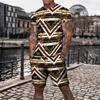 Summer Men's T-Shirt Set Gold Pattern 3D Print T-shirt Shorts 2-piece Set Elegant Casual Clothes Street Baroque T-shirt top