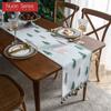 1PC Nuan Series American Rural Square Table Runner, Christmas Elk Pine Tree Pattern Table Flag for Kitchen Dinner Table Home Decor