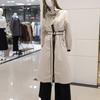 Women's Color Block Long Trench Coat with Detachable Hoodie
