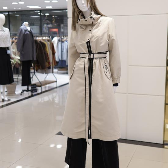 Women's Color Block Long Trench Coat with Detachable Hoodie