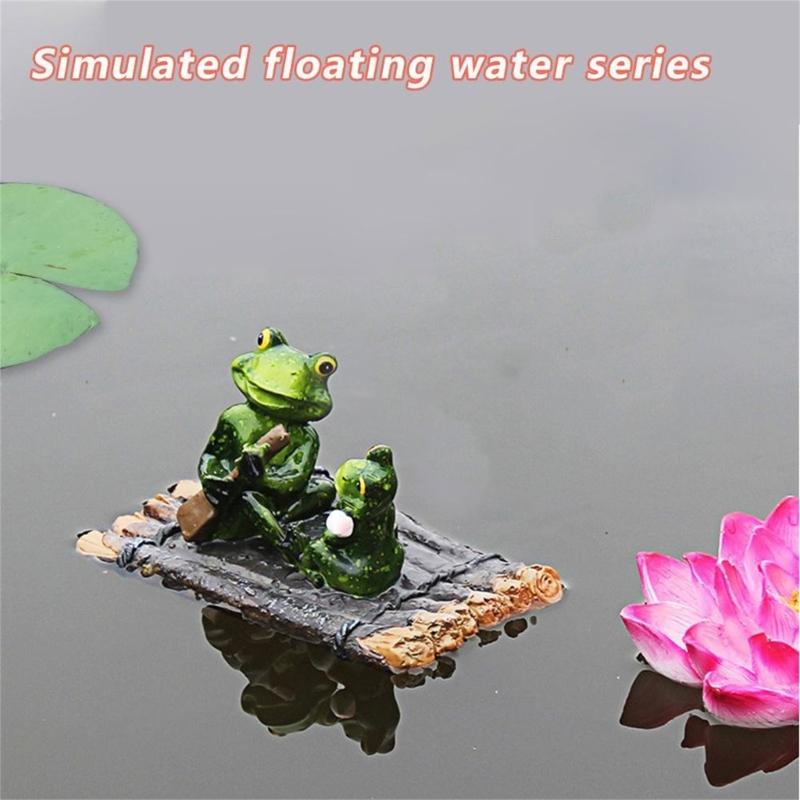 Realistic Floating Frogs Statue Weather Resistant Resins Miniature Frogs Boating Ornament For Garden Pond Decoration