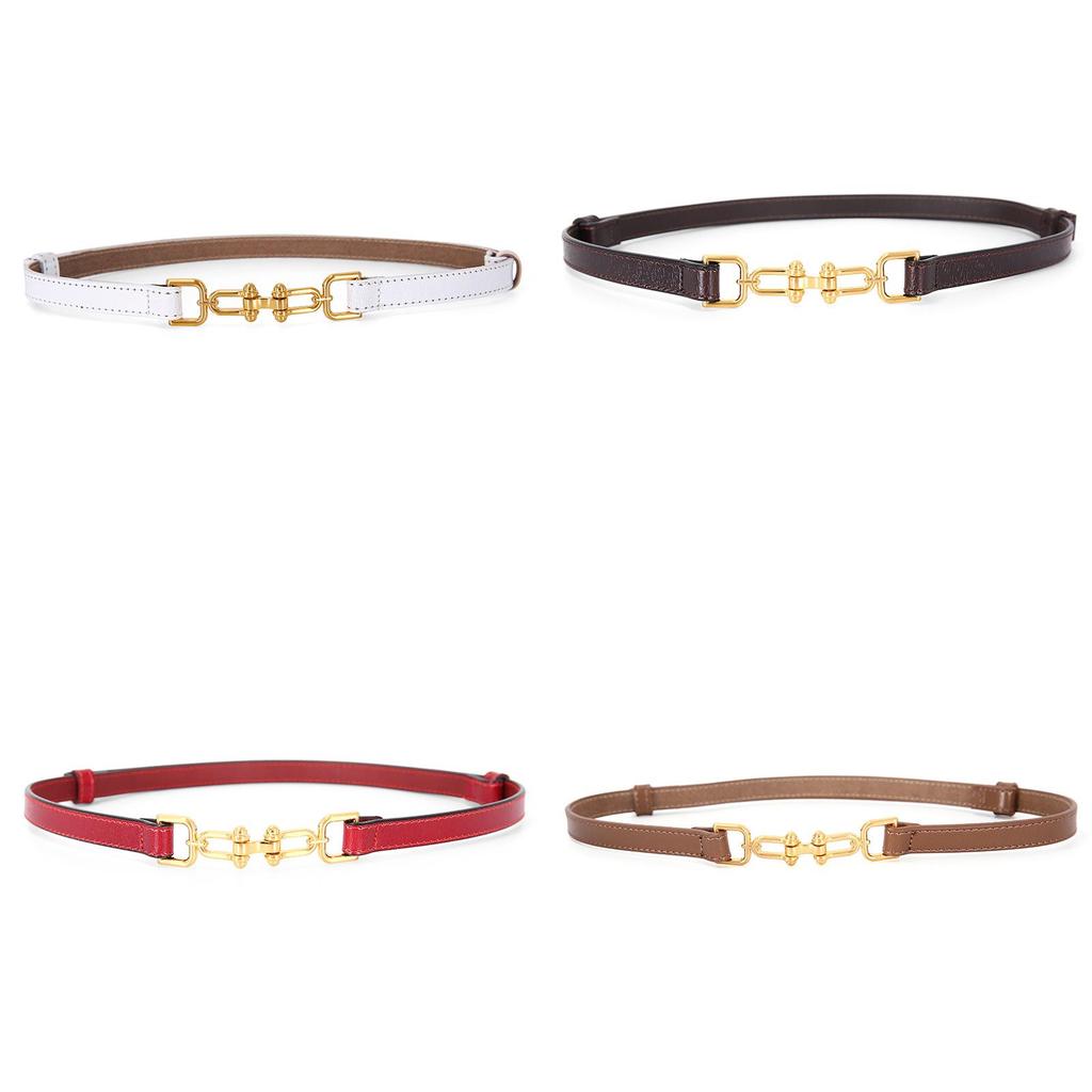 Womens Genuine Leather Belt With Geometric Buckle For Outdoor Casual Wear