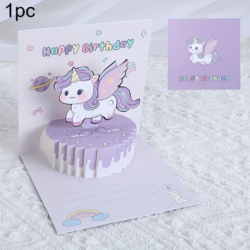1 Stück Cartoon 3D Geburtstagskarte Kuchen Kreativ Niedlich Kleine Karten Segen Geschenk Brief Geburtstagskarte