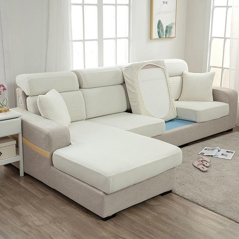 Capa de Assento de Sofá Espessada Capa Protetora para Móveis de Sala Almofada de Assento Elástica Cor Sólida à Prova de Poeira Toalha de Sofá 1234 Assento
