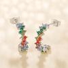 Boucles d'oreilles fantaisie couleur arc-en-ciel pour femmes, couleur argent éblouissante, CZ Simple et élégante, cadeau, bijoux à la mode, nouvelle collection