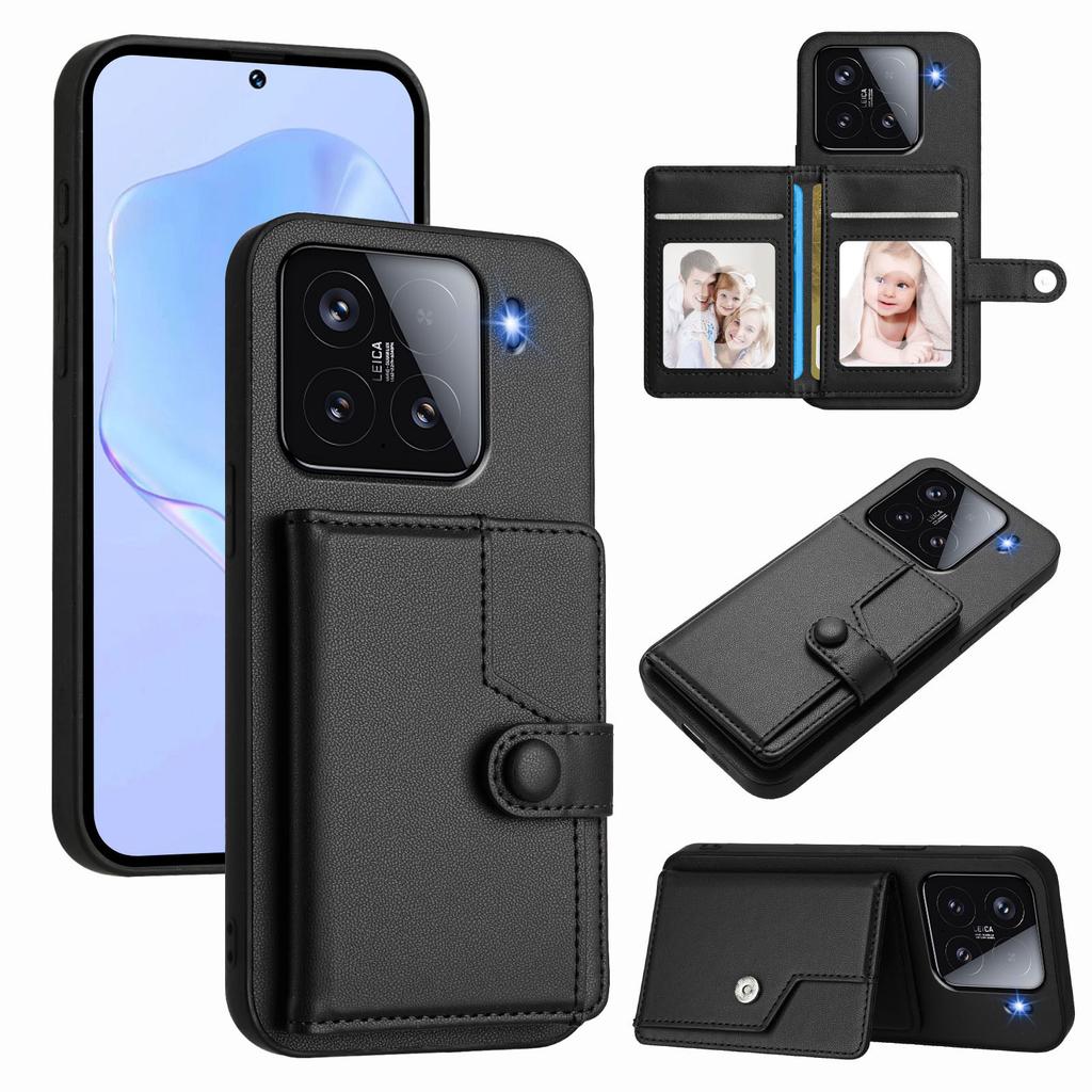 For Xiaomi 15 Case RFID Blocking Card Holder Kickstand TPU + PU Leather Phone Back Cover