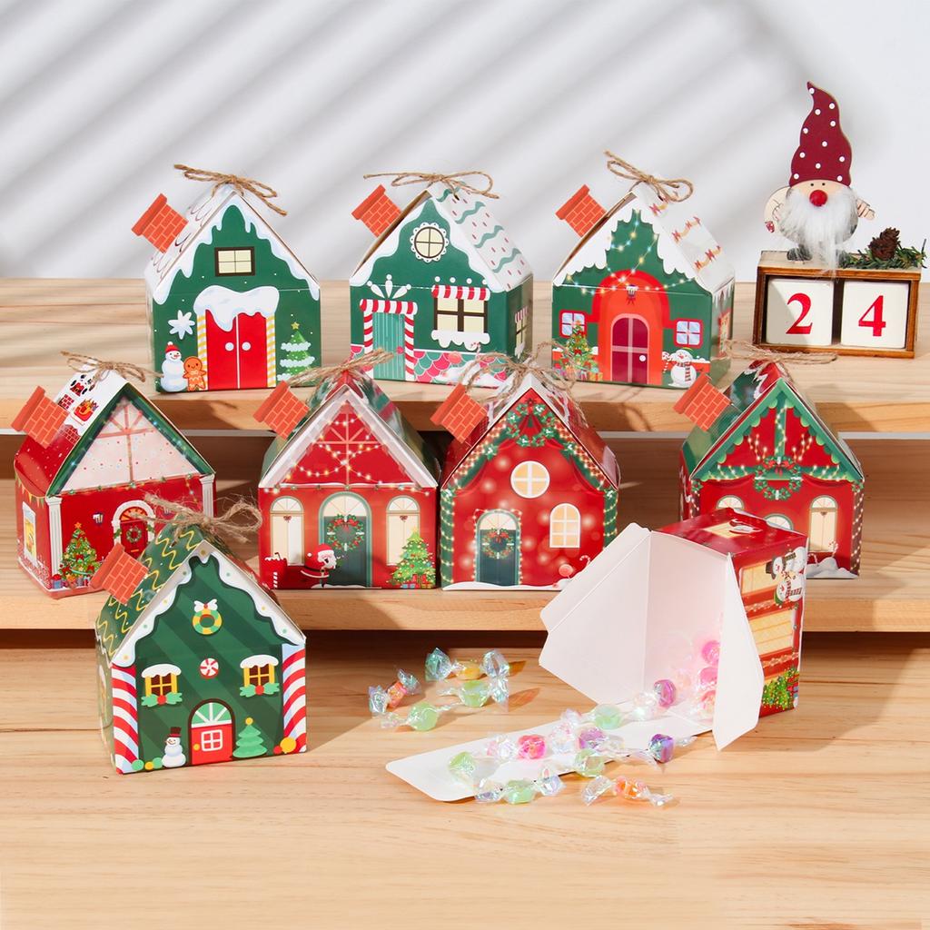 Christmas Gingerbread House Candy Box Merry Christmas Decoration For Home 2025 New Year Gift Cookie Packaging Box Xmas Ornament