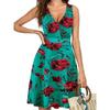Women Elegant V-Neck Fashion Printed Pocket Sleeveless Dresses Summer Ladies Casual Short Dress Female Party Vestidos