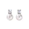 High Sense Square Zircon Pearl Stud Earrings Women, Simple Commuting Light Luxury Earrings Internet Celebrity Temperament Versatile Jewelry