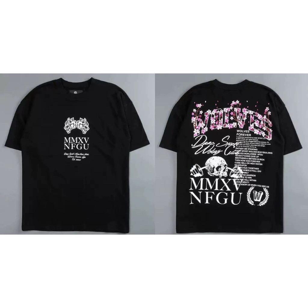 New DARCSPORT Wolf Head Bushido Short Sleeve Men's and Women's Oversized Yk2 American Sports and Leisure Loose Printed Cotton T-shirt