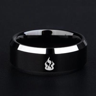 Punk Vintage Black Blade Flame Pattern Mens Ring Stainless Steel Titanium Rings for Men Women Wedding Bands